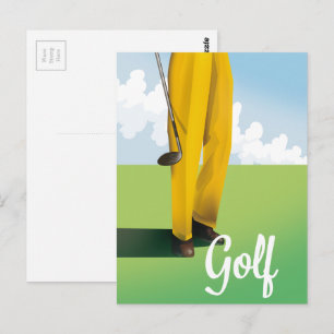 Reclameposter voor vintage golfreizen briefkaart