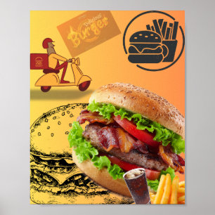Reclameposter voor vintage hamburgerrestaurant - D Poster