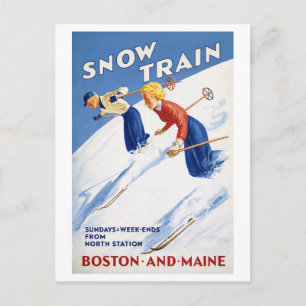 Reclameposter voor Vintage Snow Train reis Briefkaart