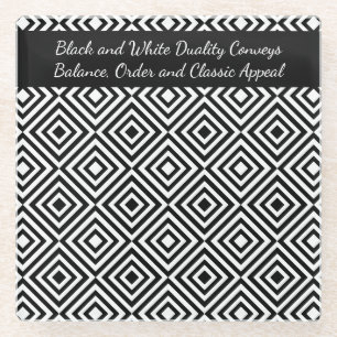 Reclamescript bedrijf Tagline Black & White Glazen Onderzetter