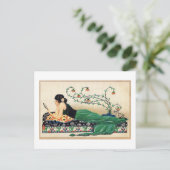 Reclining-vrouw, exotisch, romantisch, briefkaart (Staand voorkant)