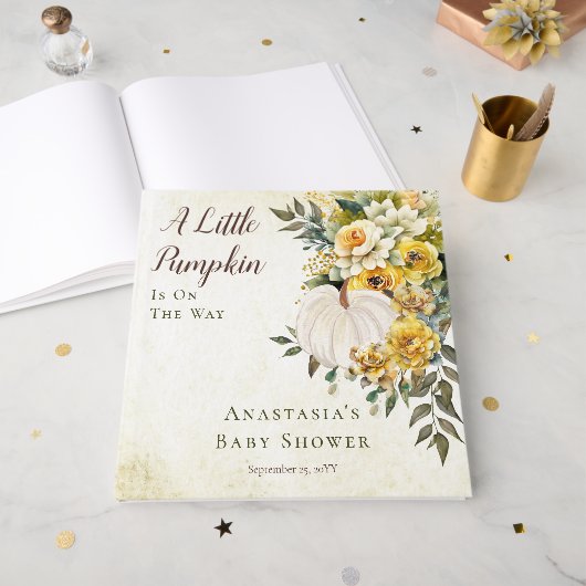 Récolte citrouille | Baby shower Floral Livre d'In (Recto ouvert)