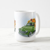 Récolte d'automne dans un camion vert Latte Mug (Devant droit)