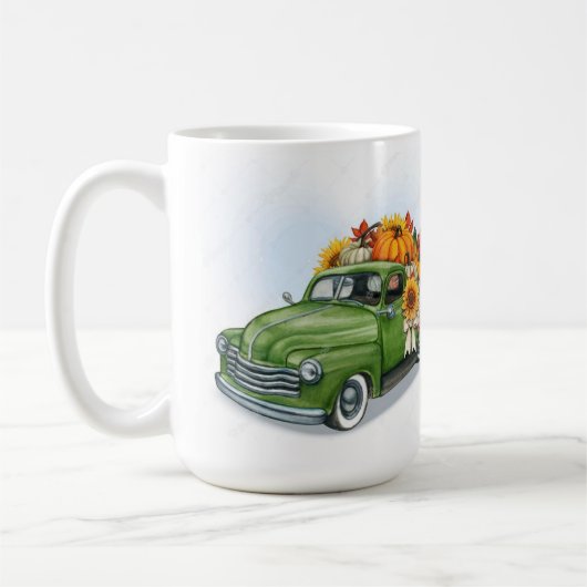 Récolte d'automne dans un camion vert Latte Mug (Gauche)
