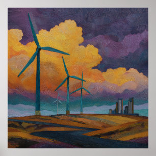 Récolte d'éolien - Poster Solarpunk