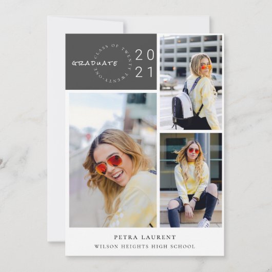 Récolte photo moderne Invitation de graduation (Devant)