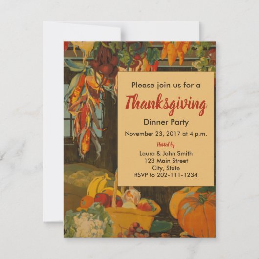 Récolte vintage Thanksgiving Dîner Invitation (Devant)