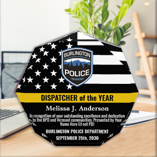 Récompense Dispatcher De L'Année Logo 911 Thin Gold Line