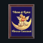 Récompense Eternal Love on a Crescent Moon<br><div class="desc">Wrapped in moonlight and angelic embrace,  this design celebrates love that transcends time. A soft and romantic piece perfect for heartfelt gifts and dreamy decor</div>