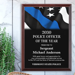 Récompense Police Officier De L'Année Ligne Bleue Personnalis