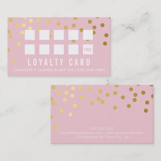 RÉCOMPENSER CARTE DE LOYAUTÉ confetti de glam joli (Devant / Derrière)