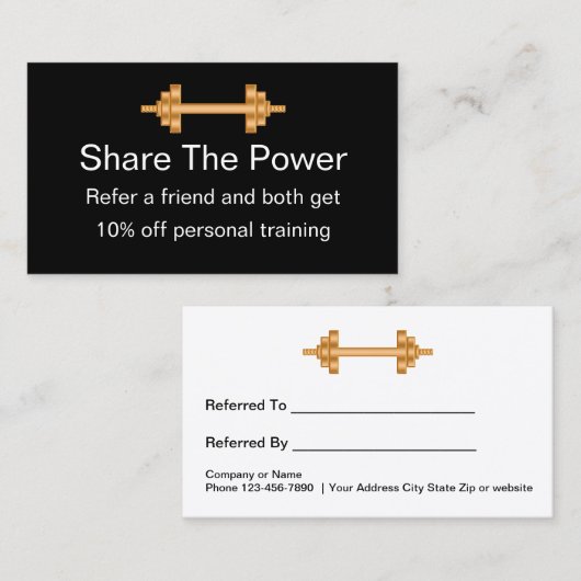 Récompenses de référence de client de forme (Devant / Derrière)