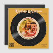 Record Fotomagneet Bewaar de datum QR Groovy Brown (Voorkant / Achterkant)