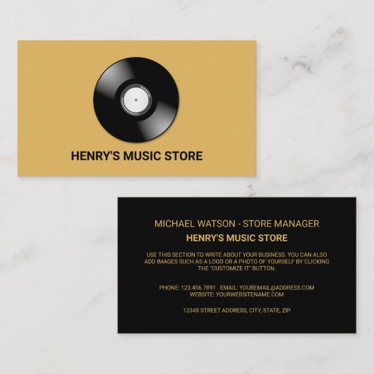 Record Logo, Music Store Visitekaartje (Voorkant / Achterkant)