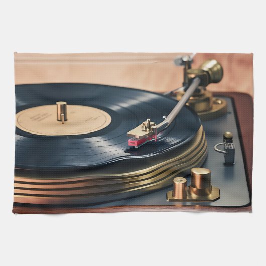 Record Player in Actie Theedoek (Horizontaal)