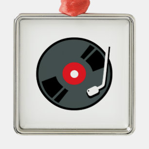 Record Player Metalen Ornament