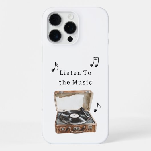 Record Player Music Notes iPhone Hoesje (Achterkant)