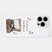 Record Player Music Notes iPhone Hoesje (Achterkant horizontaal)
