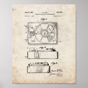 Record Player Patent - Oude look Poster