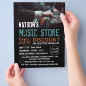 Record selecteren, muziekwinkel Adverteren Flyer (Hand)