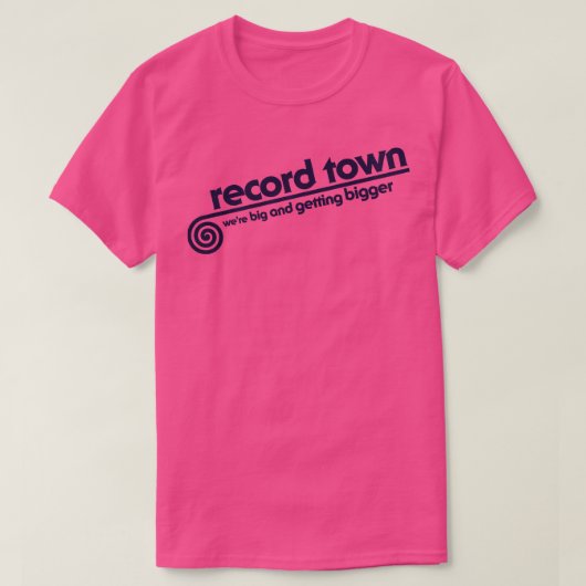 Record Town Defunct 80s Music Store T-shirt (Design voorkant)