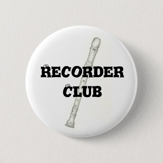 Recorder Club Ronde Button 5,7 Cm (Voorkant)