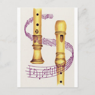 Recorder en muziek briefkaart