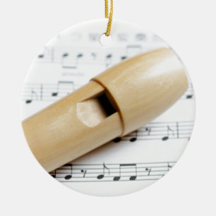 Recorder en vel muziek keramisch ornament