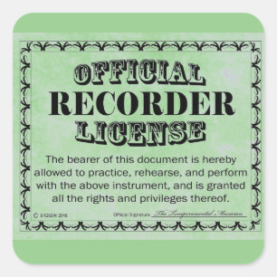 Recorder Licentieplek ticker Vierkante Sticker