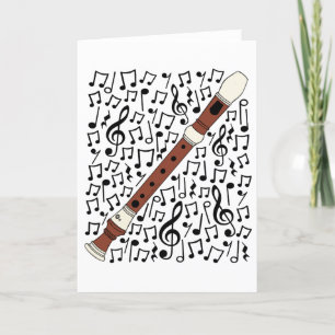 Recorder Musical Notes Woodwind Muziekdocent Feestdagen Kaart