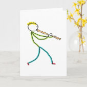 Recorder Playing Stickman Kaart (Gele Bloem)