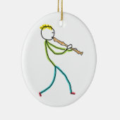 Recorder Playing Stickman Keramisch Ornament (Rechts)