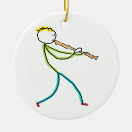 Recorder Playing Stickman Keramisch Ornament