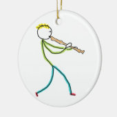 Recorder Playing Stickman Keramisch Ornament (Links)
