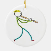 Recorder Playing Stickman Keramisch Ornament (Achterkant)
