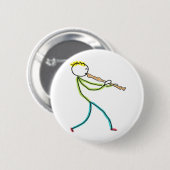 Recorder Playing Stickman Ronde Button 5,7 Cm (Voorkant /achterkant)