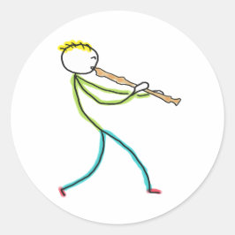 Recorder Playing Stickman Ronde Sticker