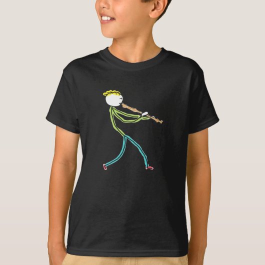 Recorder Playing Stickman T-shirt (Voorkant)