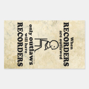 Recorders Verboden rechthoekige Sticker