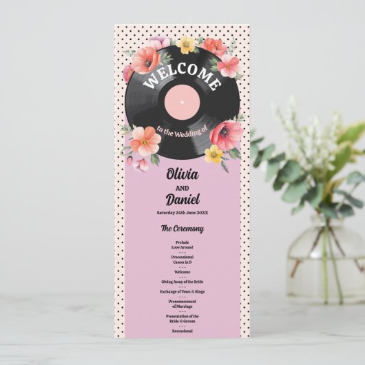 Records Bloemen Bruiloft Menu Ceremonie Details (Staand voorkant)