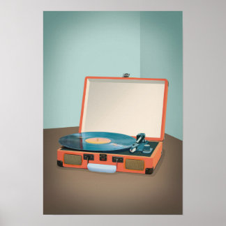 recordspeler met vinylrecord poster