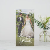 Recouvrement classique | Carte photo mariage Merci (Debout devant)