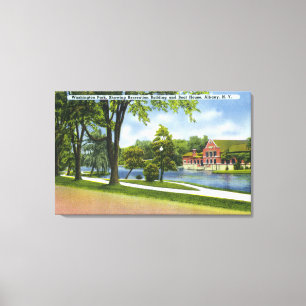 Recreation Bldg & Boathouse Canvas Afdruk