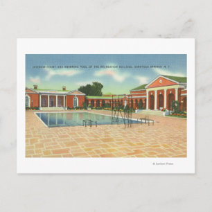 Recreation Bldg Interior Court and Pool Uitzicht Briefkaart