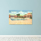 Recreation Bldg Interior Court and Pool Uitzicht Canvas Afdruk (Insitu (Houten vloer))