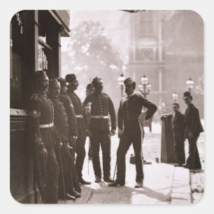 Recruiting Sergeants in Westminster, 1876-77 (hout Vierkante Sticker
