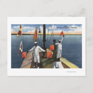 Recruits Learning Semaphore Signaling - US Navy Briefkaart