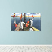 Recruits Learning Semaphore Signaling - US Navy Canvas Afdruk (Insitu (Houten vloer))