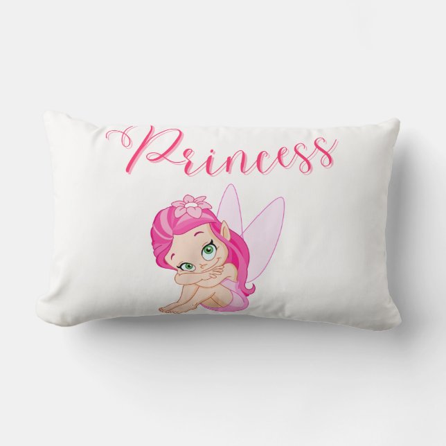 Rectangle 2 En 1 Rose Princesse Fairy Lumbar Coussin (Recto)