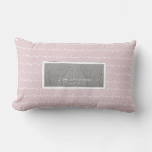 Rectangle 7ème coussin heureux de moutons d'anniversaire de (Recto)